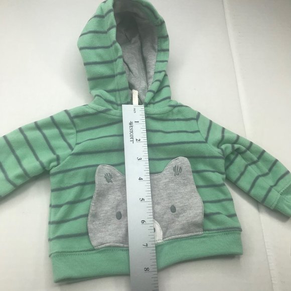 Just One You by Carters NB-3 Month Hoodie Green Animal On Front New With Tags - Picture 12 of 15